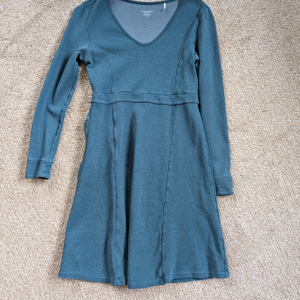 Toad&Co Blue Long Sleeve V-Neck Sweater Dress